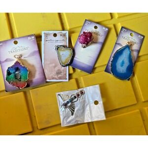 Lot of Gemstone Pendants Traditions & Poetic Spirit‎ Agate Druzy Chakra Jewelry
